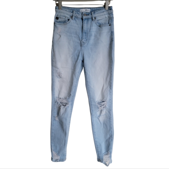 KanCan High Rise Light Wash Distressed Skinny Jeans - Picture 1 of 16